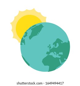 diseño de ilustración del planeta mundial con vector solar