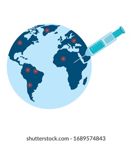 world planet earth with syringe isolated icon vector illustration design