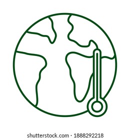 world planet earth with thermometer ecology line icon vector illustration design