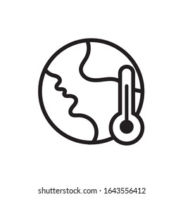 mundo planeta Tierra con diseño de ilustración vectorial de línea termómetro