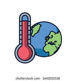 world planet earth with thermometer vector illustration design