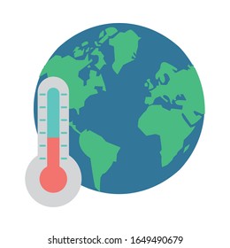 world planet earth with thermometer vector illustration design