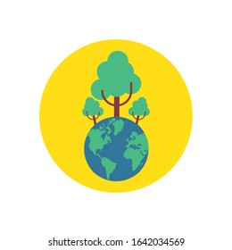 world planet earth with trees forest vector illustration design