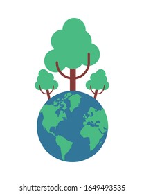 world planet earth with trees forest vector illustration design