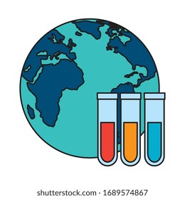 world planet earth with tubes test isolated icon vector illustration design