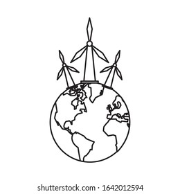 world planet earth with windmills vector illustration design