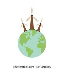 world planet earth with windmills vector illustration design