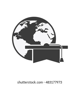world planet with education icon vector illustration design