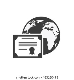 world planet with education icon vector illustration design