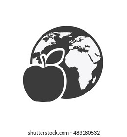world planet with education icon vector illustration design