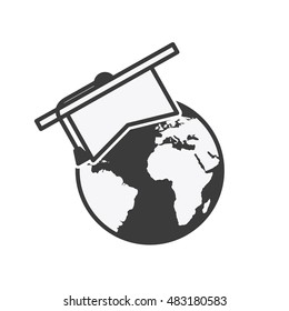 world planet with education icon vector illustration design