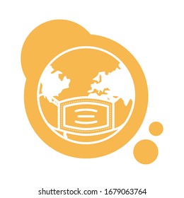 planetario mundial con diseño de ilustración vectorial de bloques accesorios de máscara facial
