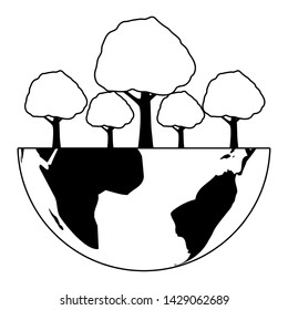world planet forest trees eco friendly environment vector illustration