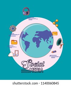 world planet globalization social media icons