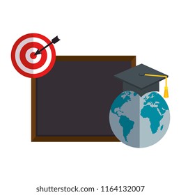 world planet graduation with chalkboard