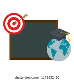 world planet graduation with chalkboard