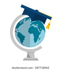 world planet with hat graduation