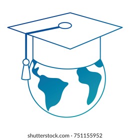 world planet with hat graduation