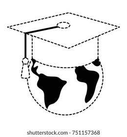world planet with hat graduation