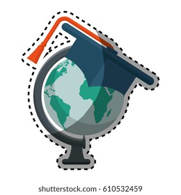 world planet with hat graduation school supply