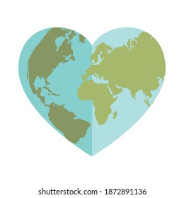 Weltplanet mit Herzform-Symbol, Vektorgrafik-Design