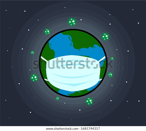 World planet icon. world Corona virus\
attack concept. world/earth put mask to fight against Coronavirus.\
Illustration of coronavirus, COVID-19. Virus pandemic protection\
concept. Vector\
illustration.