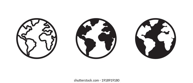 World planet icon, Globe icon. Planet earth icons button, vector, sign, symbol, logo, illustration, editable stroke, flat design style isolated on white linear pictogram