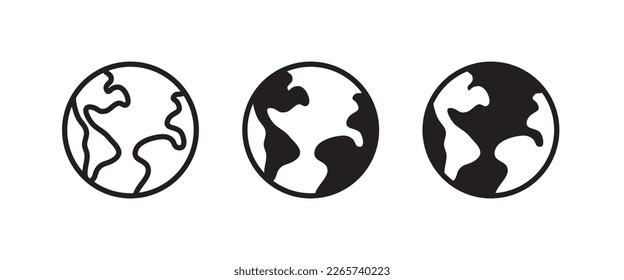 World planet icon, Globe icon. Planet earth icons button, vector, sign, symbol, logo, illustration, editable stroke, flat design style isolated on white linear pictogram