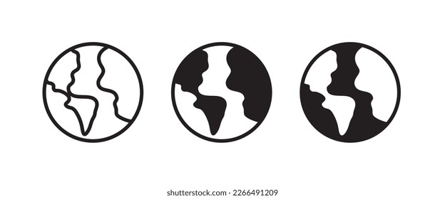 World planet icon, Globe icon. Planet earth icons button, vector, sign, symbol, logo, illustration, editable stroke, flat design style isolated on white linear pictogram