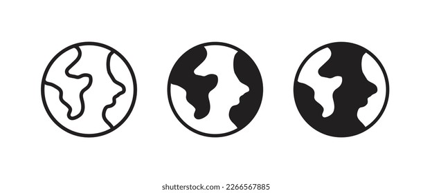 World planet icon, Globe icon. Planet earth icons button, vector, sign, symbol, logo, illustration, editable stroke, flat design style isolated on white linear pictogram