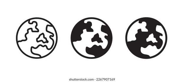 World planet icon, Globe icon. Planet earth icons button, vector, sign, symbol, logo, illustration, editable stroke, flat design style isolated on white linear pictogram