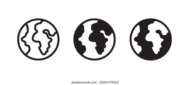 World planet icon, Globe icon. Planet earth icons button, vector, sign, symbol, logo, illustration, editable stroke, flat design style isolated on white linear pictogram