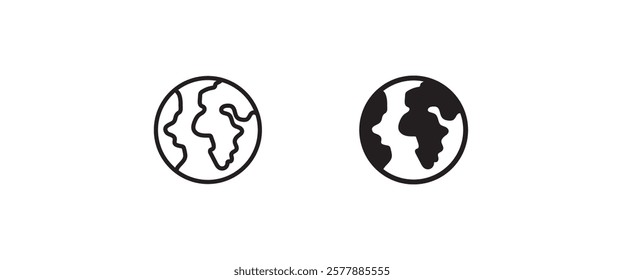 World planet icon, Globe icon. Planet earth icons button, vector, sign, symbol, logo, illustration, editable stroke, flat design style isolated on white linear pictogram