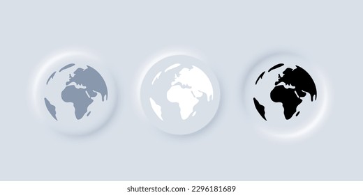 World planet icon set neumorphism style illustration