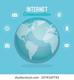 world planet with internet communication
