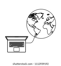 world planet with laptop computer