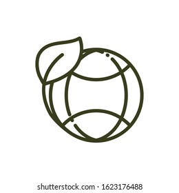 world planet leaf ecology environment nature line design vector illustration