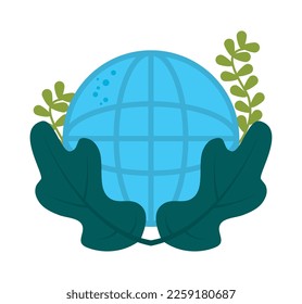 world planet with leafs ecology