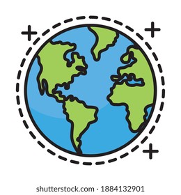 world planet line and fill style icon vector illustration design