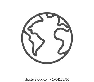 World planet line icon. Web internet sign. Global marketing symbol. Quality design element. Editable stroke. Linear style world planet icon. Vector