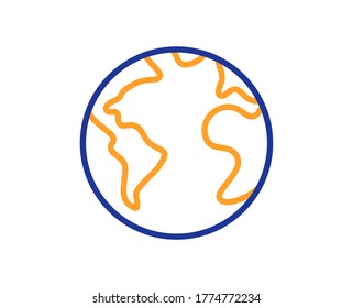 World Planet Line Symbol. Web-Internetzeichen. Weltweites Marketingsymbol. Farbenvolles Konzept der dünnen Linie. Weltplanetensymbol im linearen Stil. Bearbeitbarer Strich. Vektorgrafik