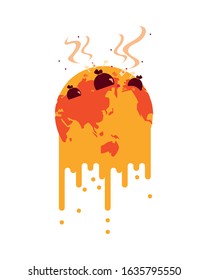 world planet melting global warming vector illustration design