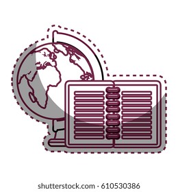 world planet with notebook school supply