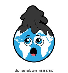 world planet with oil comic character