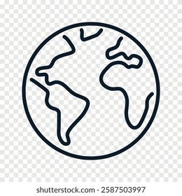 World planet outline icon vector isolate on PNG background