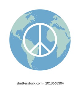 world planet with peace symbol