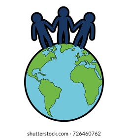 world planet with people