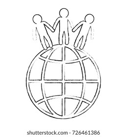world planet with people