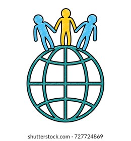 world planet with people