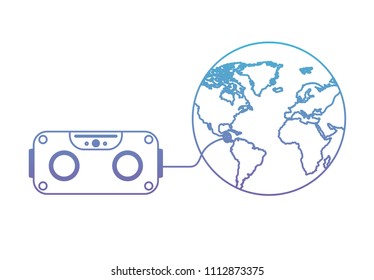 world planet with reality virtual mask